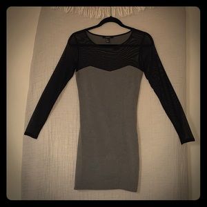 Black mesh and grey mini dress
